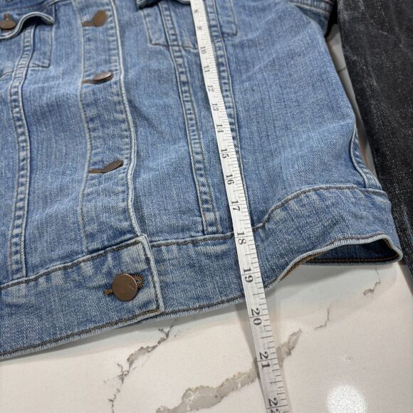 J Brand Jean Jacket Womens Size Medium Blue Black Denim Two Toned - Picture 6 of 9